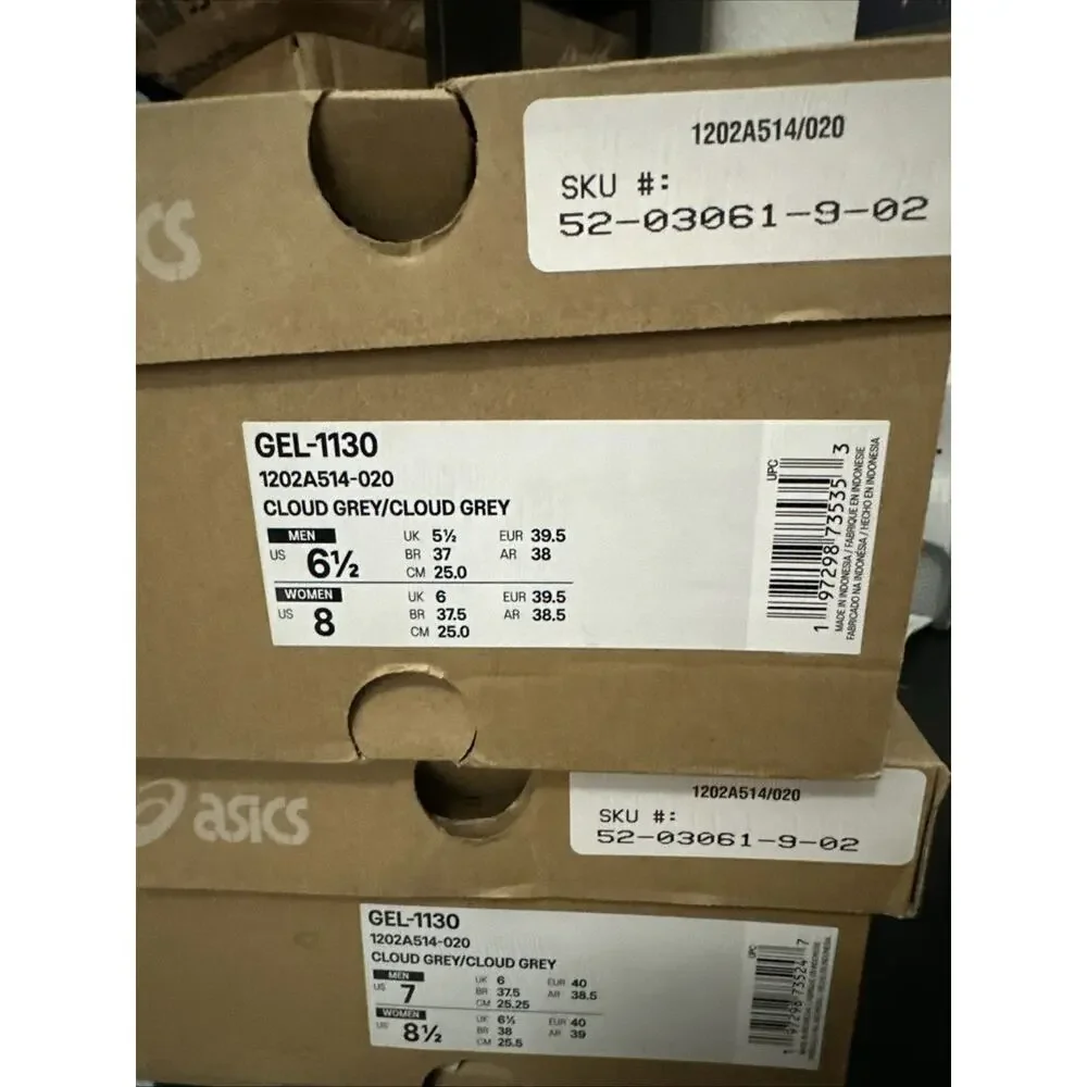 New Women's Size 8 Asics Gel-1130 Cloud Grey Running Shoes 1202A514-020